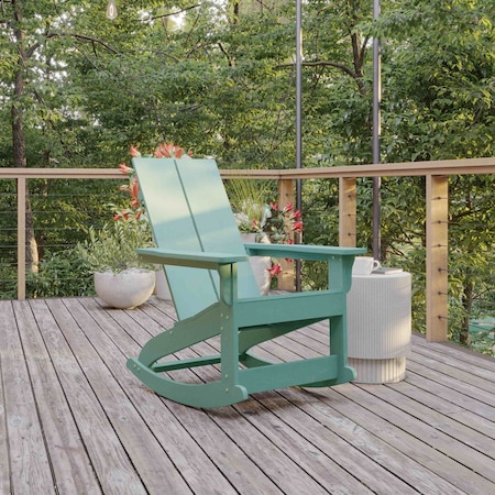 Flash Furniture Sea Foam Poly Resin Adirondack Rocking Chair JJ-C14709-SFM-GG